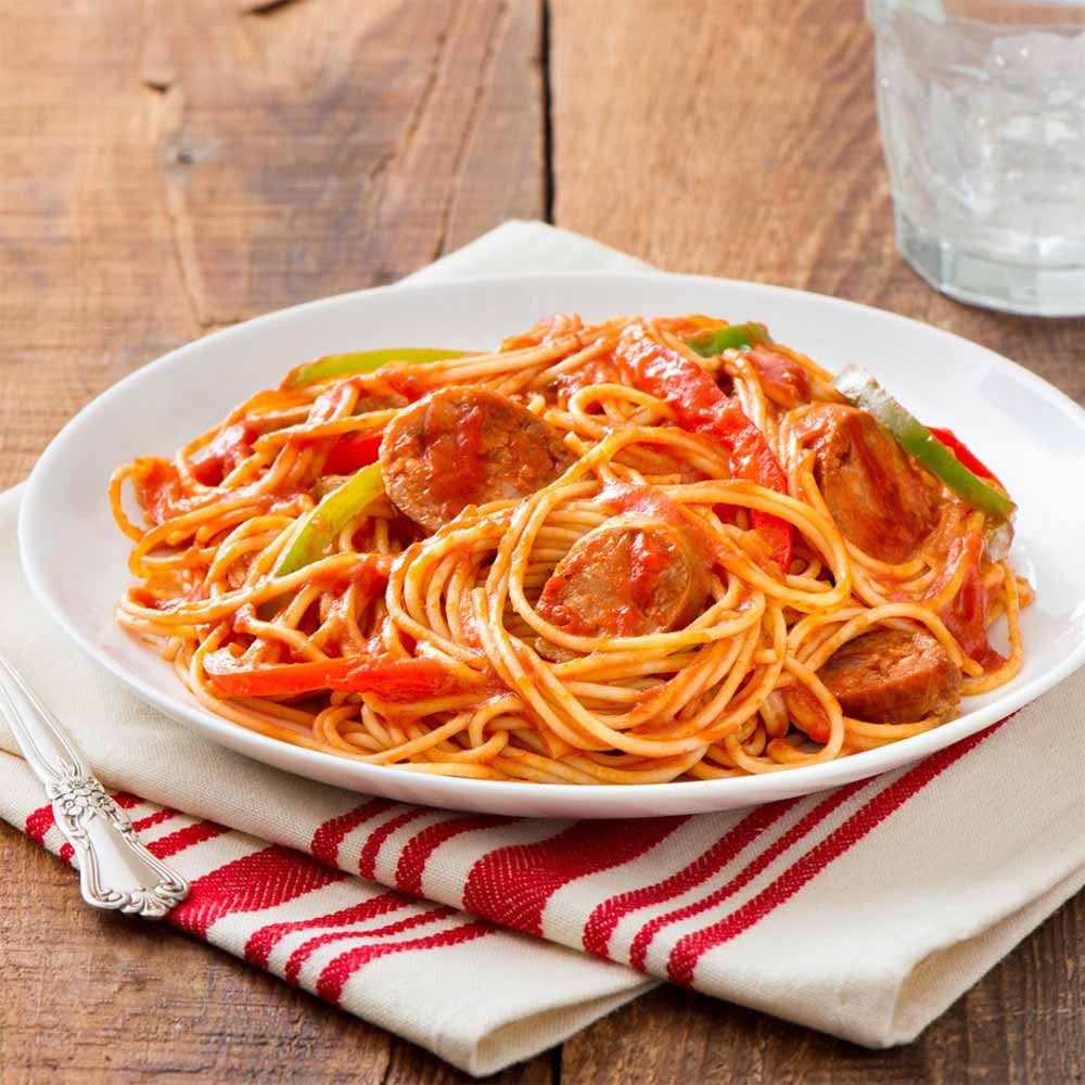 Spaghetti saucisse